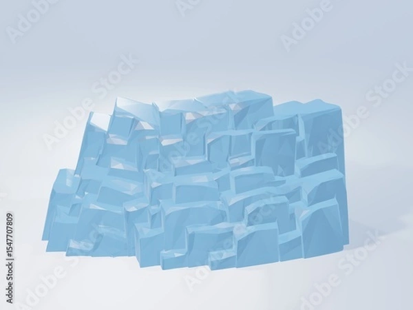 Obraz 氷のような青くて艶のある粗めの3Dの岩壁