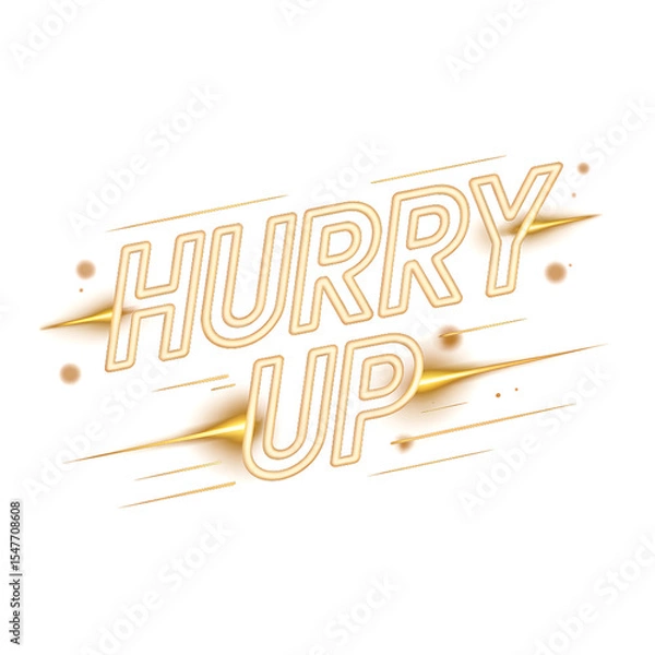 Fototapeta Bright Glowing "Hurry Up" Typography with Motion Blur and Urgent Sale Vibes on Dark Grid PNG