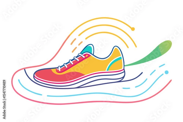 Fototapeta Jogging Shoes in Action with Track Lines Vector