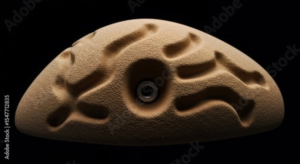Fototapeta Close-up of a Tan Climbing Hold with Intricate Texture and Central Hole