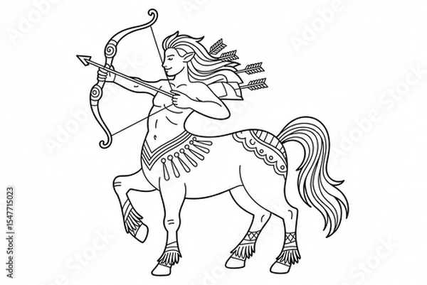Fototapeta Centaur archer with bow and arrows, symbolic of Sagittarius.
