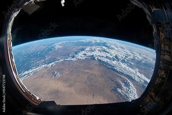 Fototapeta View of Earth from space captured during low-light conditions showcasing urban lights and natural atmosphere