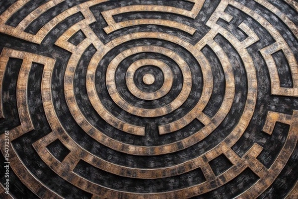 Fototapeta Intricate stone labyrinth nestled among greenery invites exploration and curiosity on a sunny day