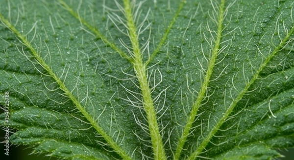 Fototapeta Microscopic Detail of a Stinging Nettle Leaf Vein and Trichomes