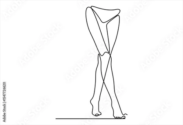 Fototapeta Line Art Illustration of a Woman's Legs in Motion.  line icon-continuous line drawing. Editable stroke.