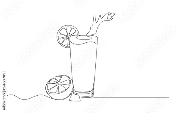 Obraz Fresh Lemonade continuous line art drawing