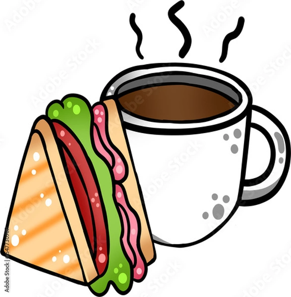 Obraz 따뜻한 커미와 샌드위치