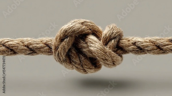 Fototapeta Tangled knot of ropes, gradually becoming untangled from one end to the other, symbolizing problem solving and finding clarity, on a clean, minimalist background