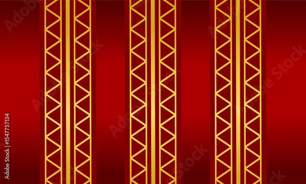 Fototapeta Red and gold vertical geometric stripe pattern with luxury background texture