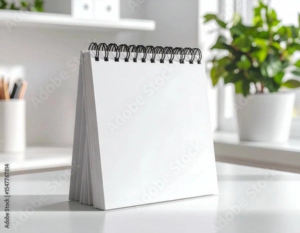 Obraz Blank desktop calendar mockup standing on white table