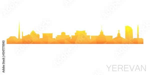 Fototapeta Yerevan, Armenia Low Poly Skyline Clip Art City Design. Geometric Polygon Graphic Horizon Icon. Vector Illustration Symbol.