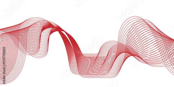 Obraz Red color line wave. abstract red wave, geometric DNA texture background, Element for design isolated on white. Stylish line art background, gradient. design , vector illustration