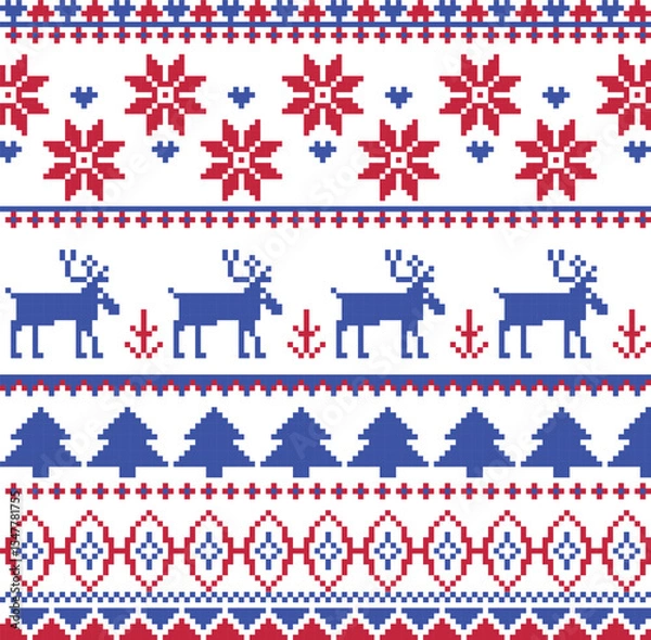 Fototapeta christmas seamless pattern with deer