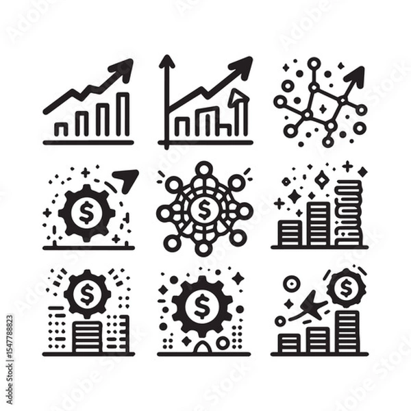 Fototapeta Comprehensive Target Icons Collection Featuring Aim, Goal Setting, Business Success, Accuracy, Purpose Direction, Arrow Hitting Center, Strategic Focus, and Challenge Achievement Symbols in Vector For