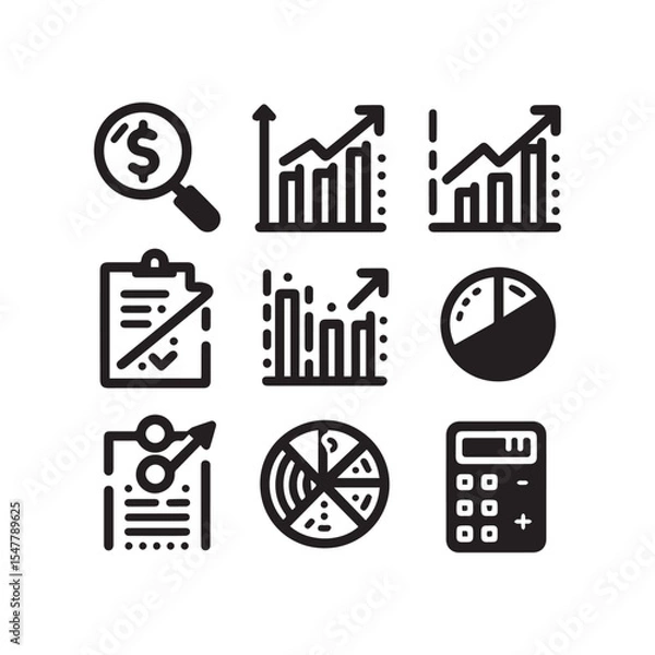 Fototapeta Comprehensive Target Icons Collection Featuring Aim, Goal Setting, Business Success, Accuracy, Purpose Direction, Arrow Hitting Center, Strategic Focus, and Challenge Achievement Symbols in Vector For