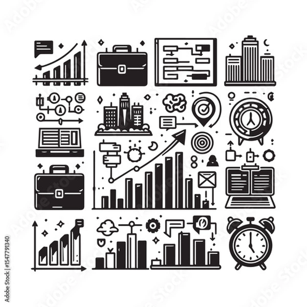 Fototapeta Comprehensive Target Icons Collection Featuring Aim, Goal Setting, Business Success, Accuracy, Purpose Direction, Arrow Hitting Center, Strategic Focus, and Challenge Achievement Symbols in Vector For
