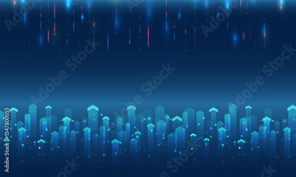 Obraz Futuristic background with upward arrows and digital elements symbolizing growth, development and technology. Ideal for business presentations banners and IT design.