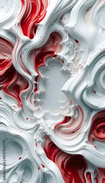 Obraz 3D red and white Embossed swirls vertical background mobile wallpaper