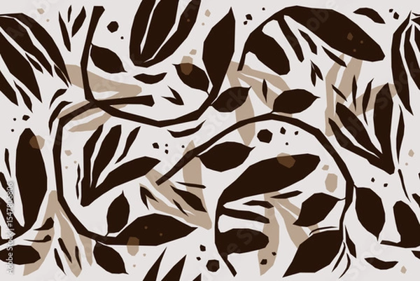 Fototapeta Organic abstract flowers shapes floral pattern. seamless pattern. botanical background. modern boho style