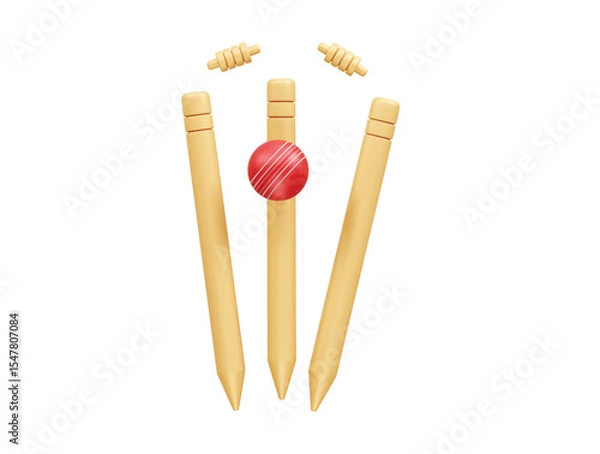 Fototapeta Ball with stumps icon 3d illustration rendering