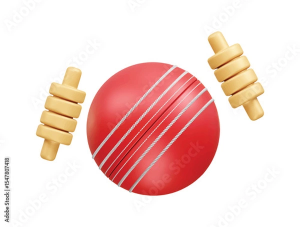 Obraz Ball with bails icon 3d illustration rendering