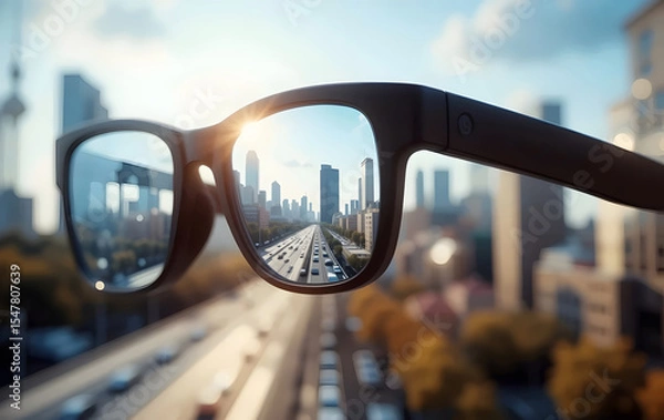 Obraz Prescription glasses and a city view day