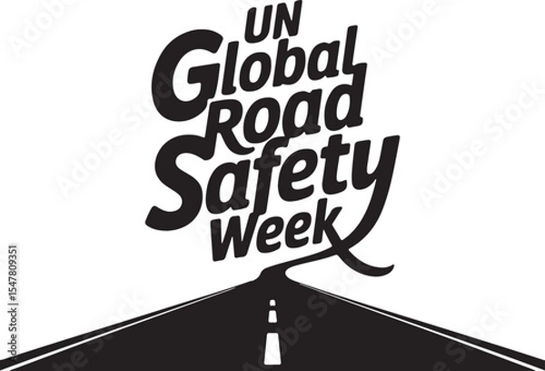 Obraz Typography calligraphy design of the text UN Global Road Safety Week in silhouette Vector Art 03