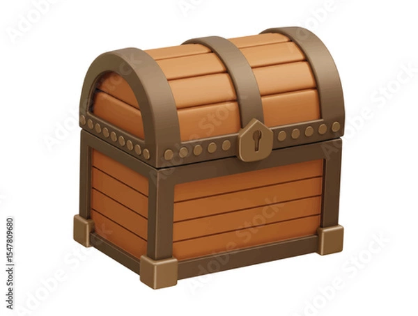 Fototapeta Treasure chest close box icon 3d illustration rendering