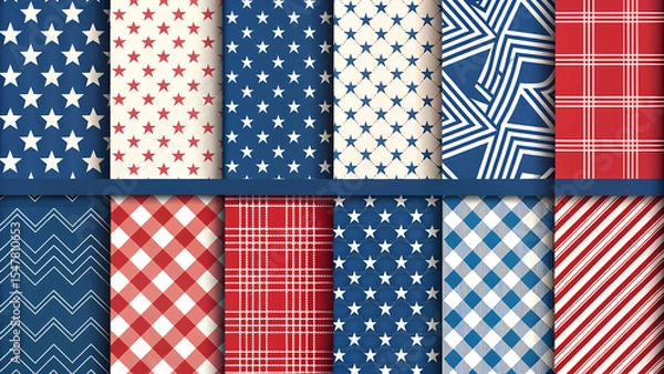 Fototapeta Patriotic seamless pattern background for july fourth independence day american flag design celebration 4th