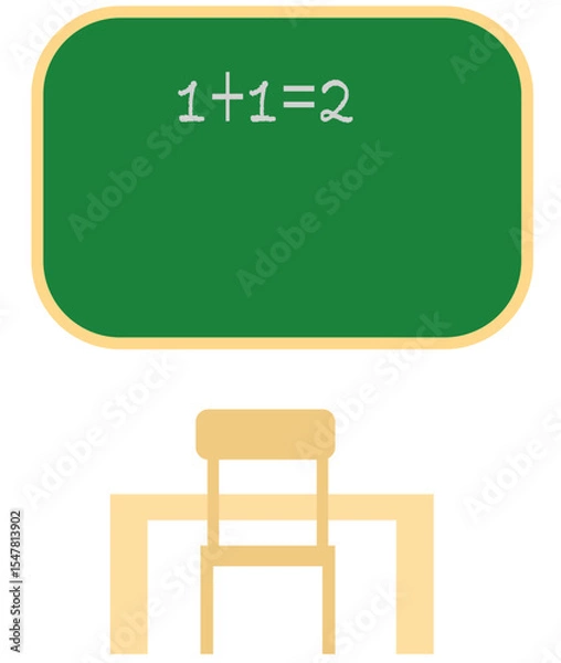 Obraz Blackboard and Children's School Desk with Chair in classroom