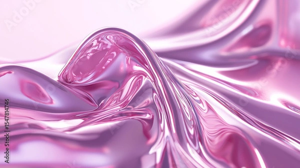 Fototapeta Abstract pink metallic liquid texture swirling with glossy shiny reflective smooth flow, 3D modern design in vibrant and futuristic aesthetic, elegant artistic visual with fluid-like texture