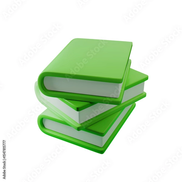 Obraz 3d Stack of green books vector illustration, perfect for education, library, and reading themes. Modern and vibrant design, ideal for printing, digital resources, and educational materials.
