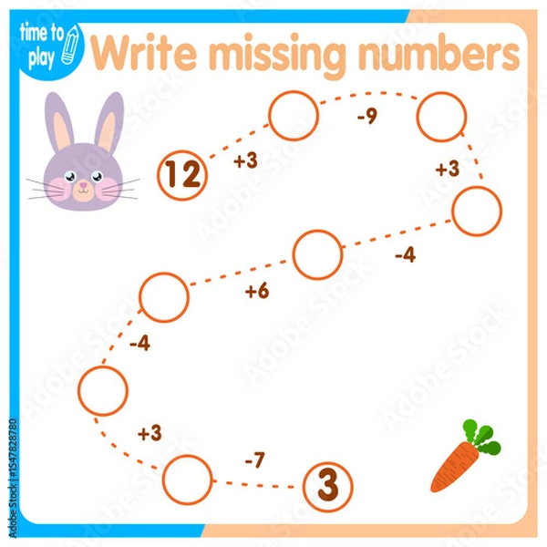 Fototapeta Activities for children. Copy the path. Logical games for children. Vector illustration. Square format of the book funny animals