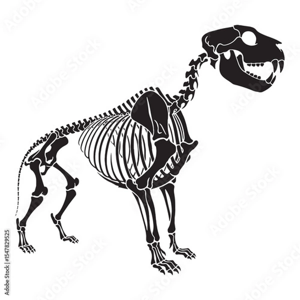 Obraz Fossilized strength and grace – Lion skeleton silhouette crafted into fine Lion skeleton vector – Lion skeleton illustration

