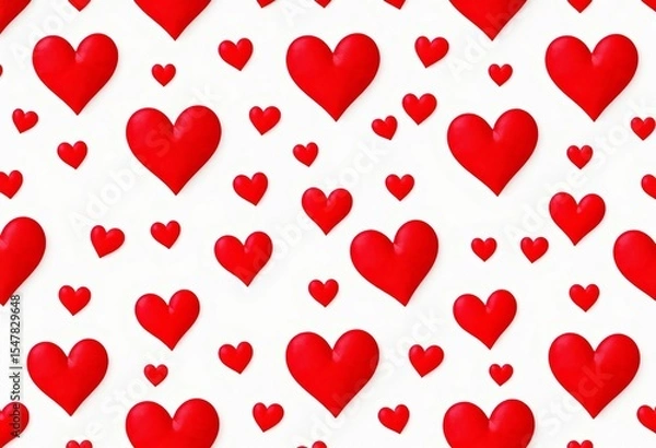 Fototapeta Seamless pattern of red hearts on white background Perfect for Valentine's Day, weddings, and more,  wedding,   hearts pattern