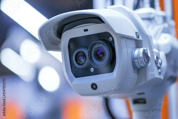 Obraz High-Tech Security Camera with Dual Lens for Surveillance System