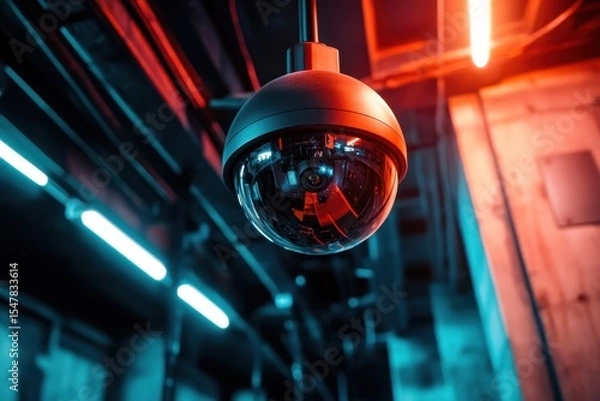 Obraz Modern Security Camera in High-Tech Underground Environment