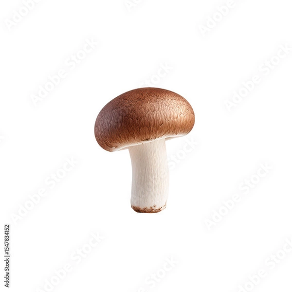 Fototapeta Fresh brown mushroom with smooth cap and white stem for culinary and health concepts on transparent background