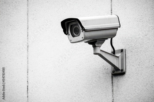 Obraz Modern Surveillance Camera Mounted on Concrete Wall for Security Monitoring