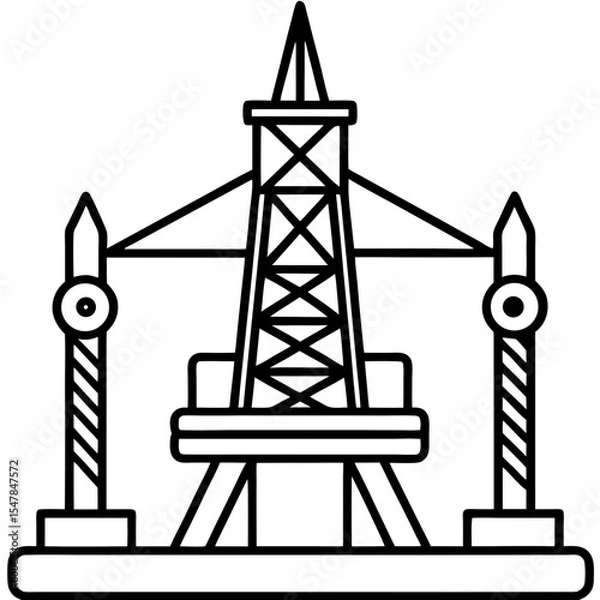 Obraz Borewell Drilling Machine line art vector
