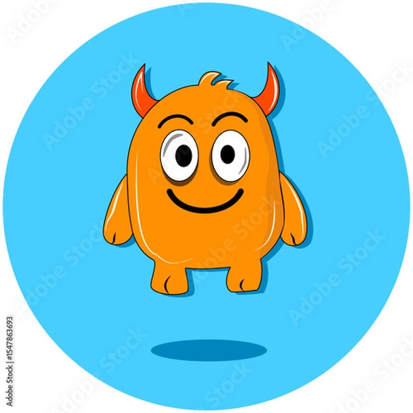 Obraz Adorable orange monster character with big eyes and a friendly smile, ideal for children's books, apps, and branding.