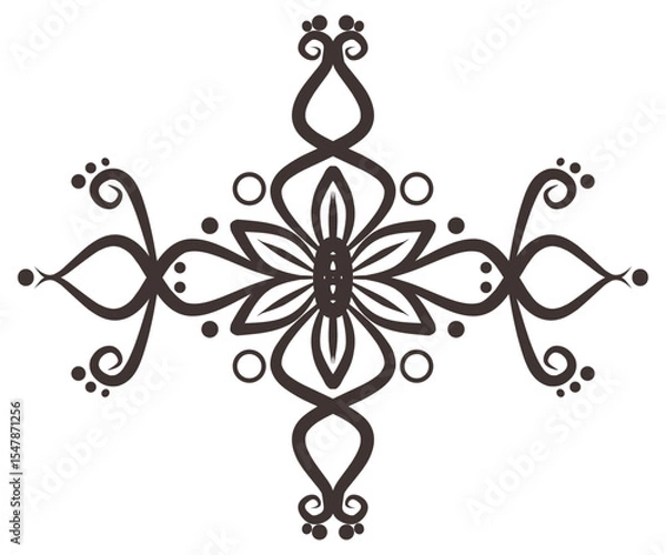 Fototapeta Symmetrical Decorative Separator Line Abstract Border Ornament Motif Blooming Floral Element Filigree