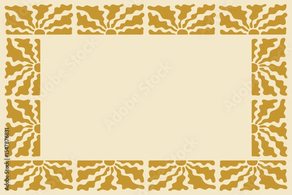 Fototapeta Vector illustration in simple naive and hippie groovy style, flowers and plants, floral botanic hand drawn design templates, frames and modern art prints, posters and placards with copy space