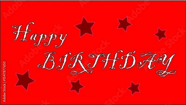Obraz Birthday Card with Stars and red Background