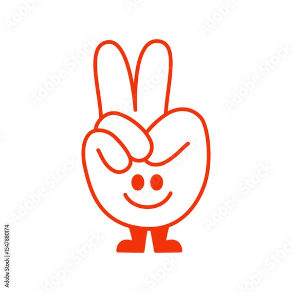 Fototapeta Vector line simple illustrations, hands and gesture in outline style, sticker gesture, print and poster design, funny mascot