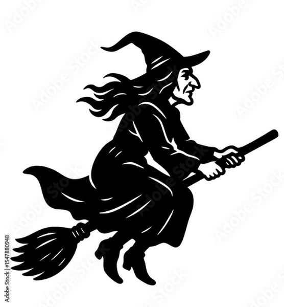 Obraz Witch Flying on a Broomstick