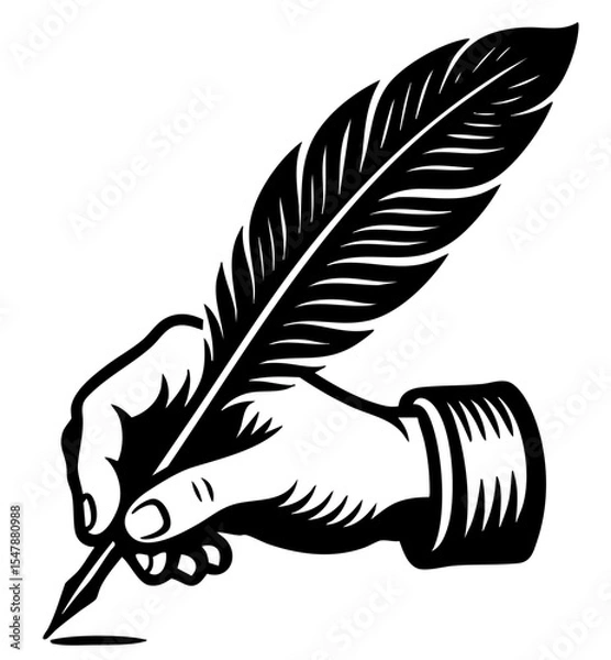 Obraz hand writing with a feather