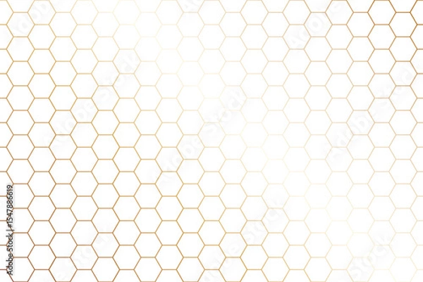 Fototapeta Transparent Honeycomb Pattern Wallpaper with Copper Lines