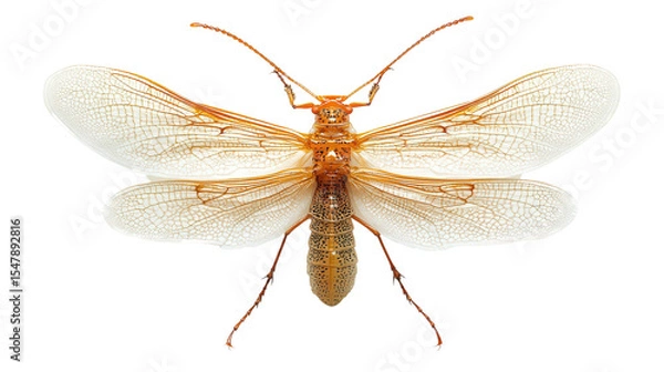 Fototapeta Net-winged beetle with fine detail Transparent background, PNG fil
