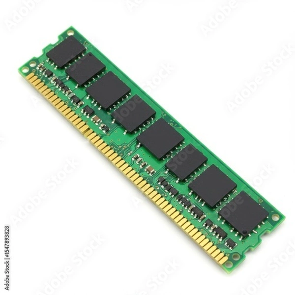 Obraz Green computer ram memory stick isolated on white background